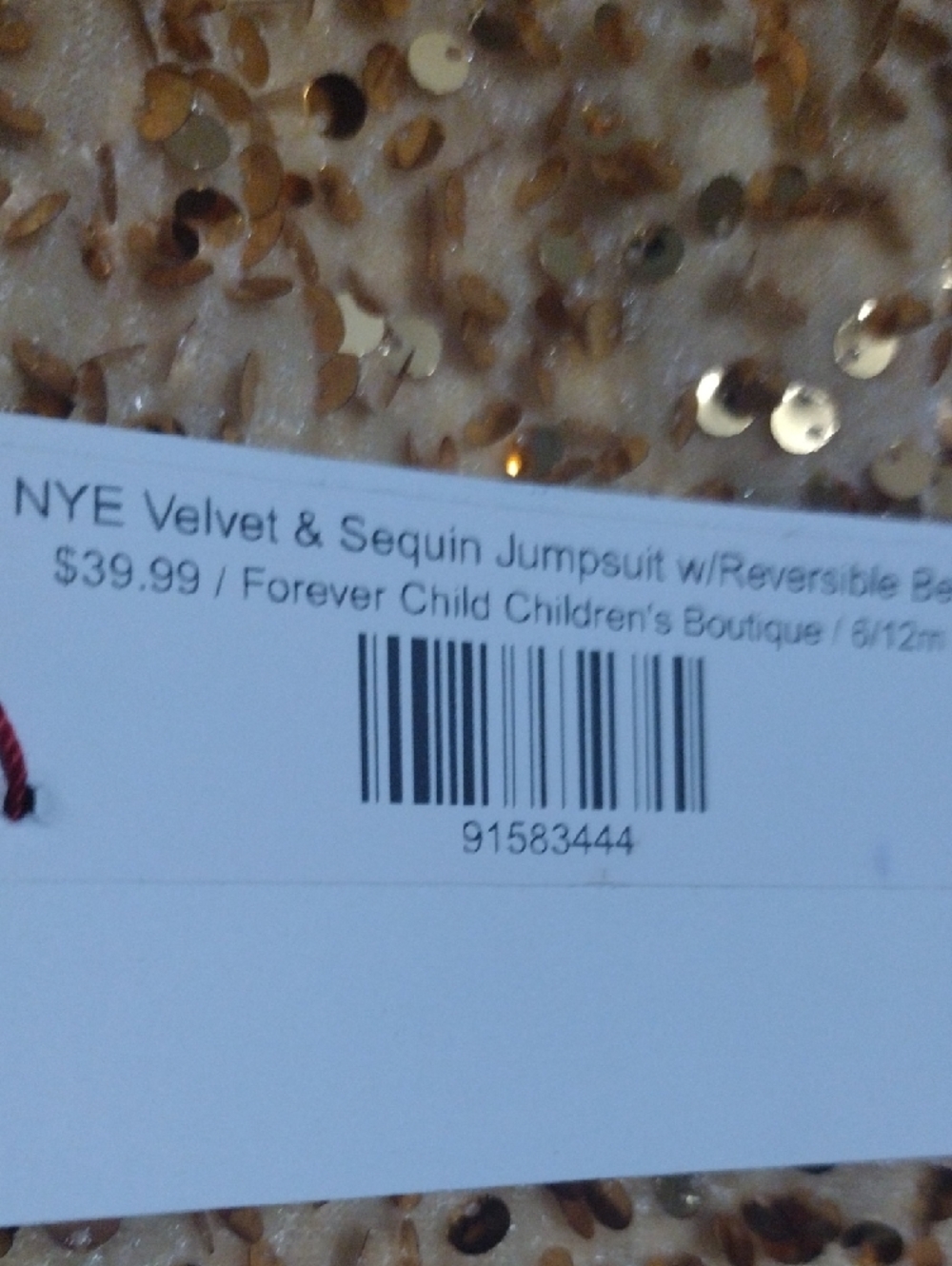 Black Velvet Off-Shoulder Top with Gold Fur Sequin Bell Pants - Kids - Picture 2 of 10